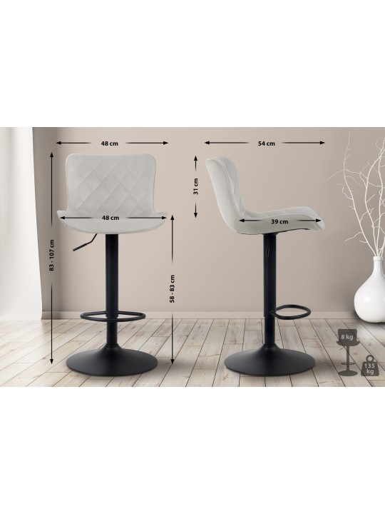 Scaun de bar Emma catifea, crem