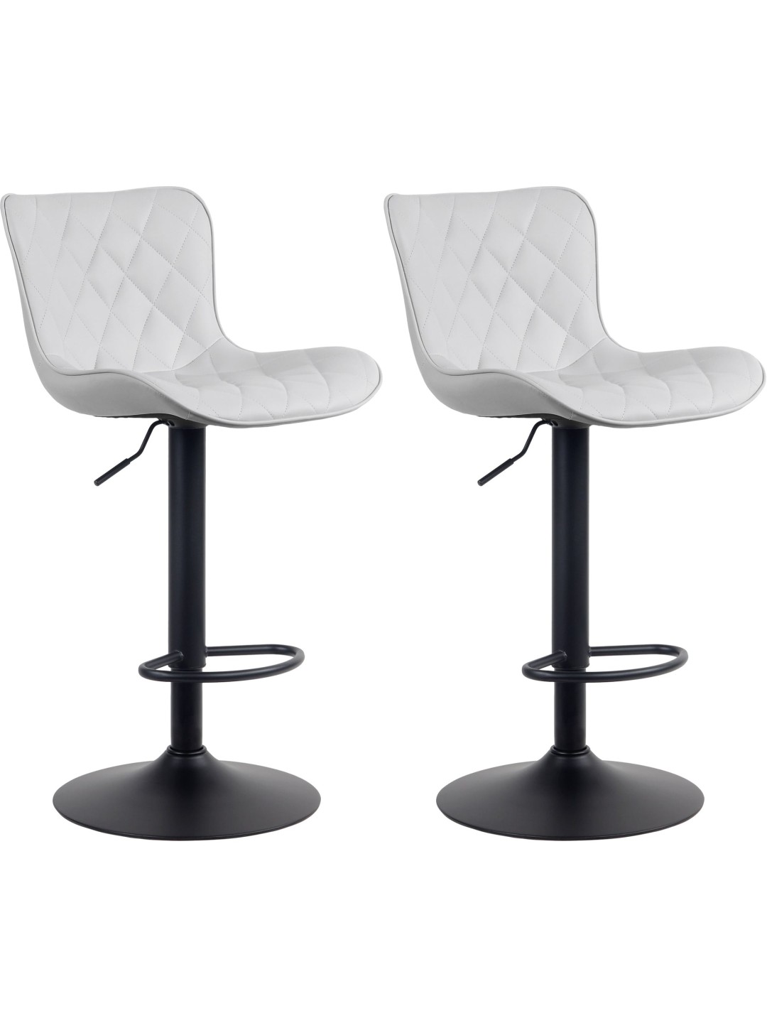 Set 2 taburete de bar Emma imitatie piele, alb