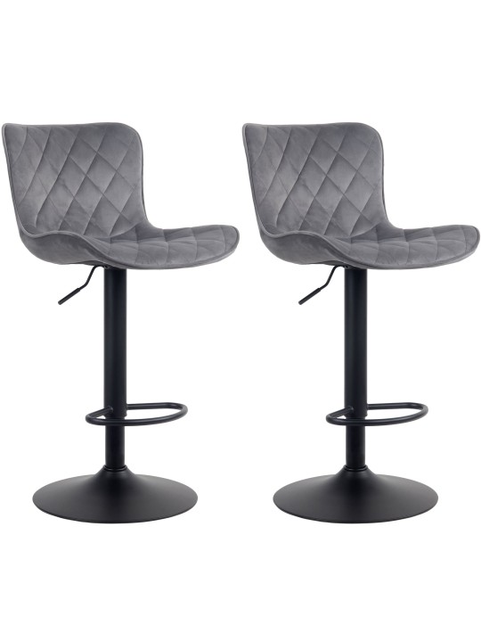 Set 2 scaune de bar Emma catifea, gri închis