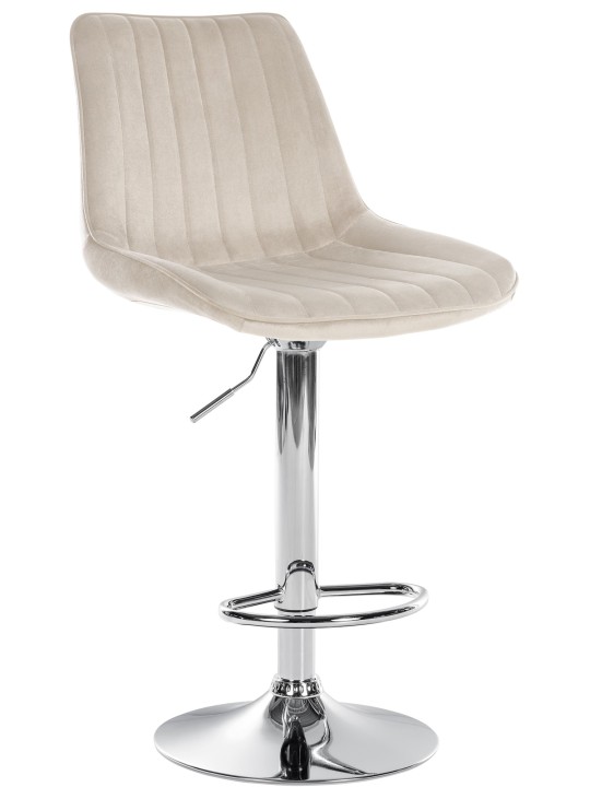 Scaun de bar Toni catifea crom, crem Scaun de bar Toni catifea crom, crem