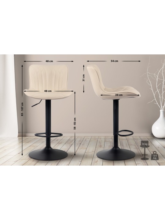 Scaun de bar Linus imitatie piele, crem