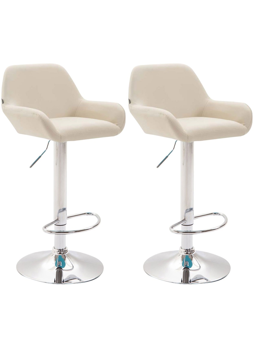 Set 2 taburete de bar Braga imitatie piele crom, crem