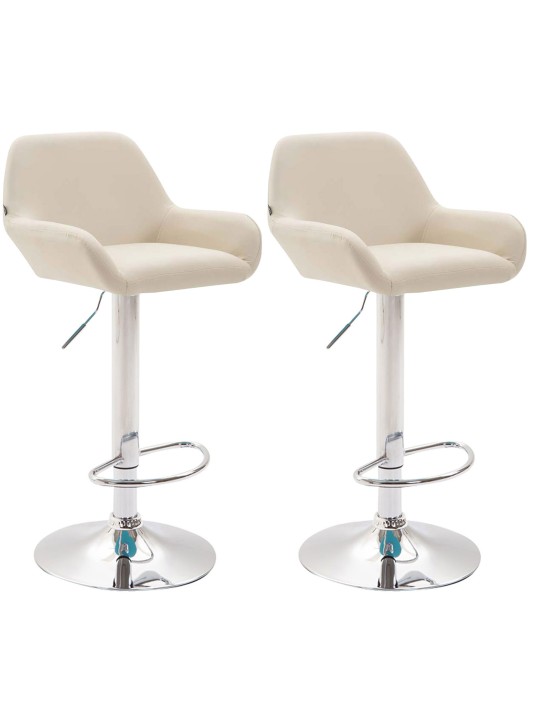 Set 2 taburete de bar Braga imitatie piele crom, crem Set 2 taburete de bar Braga imitatie piele crom, crem