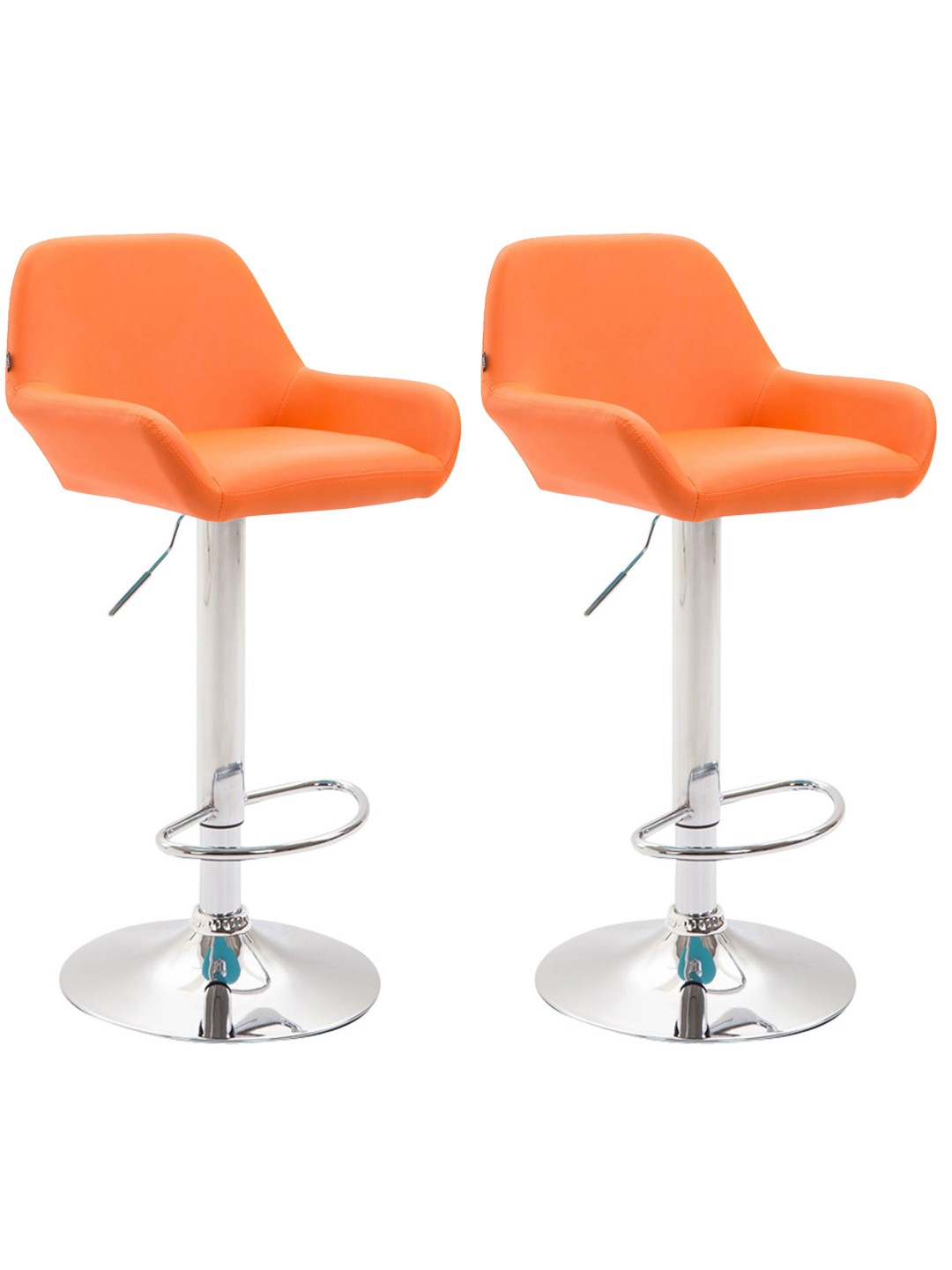 Set 2 taburete de bar Braga imitatie piele crom, portocaliu