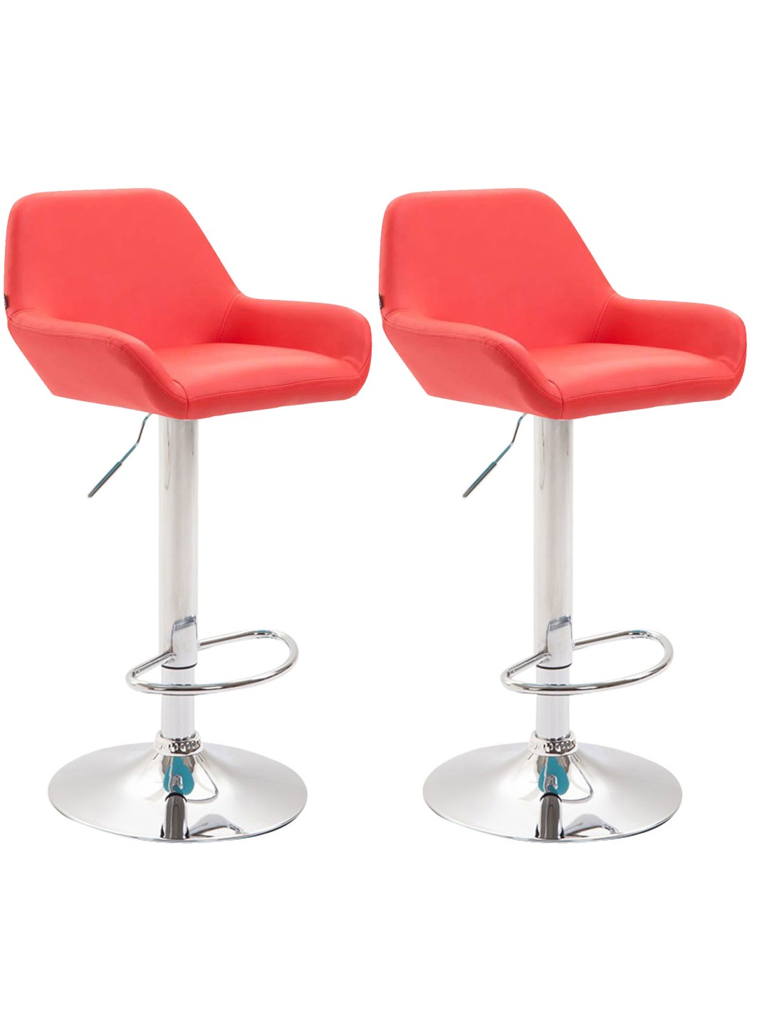 Set 2 taburete de bar Braga imitatie piele crom, roșu