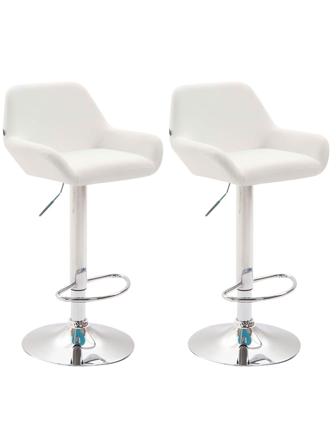 Set 2 taburete de bar Braga imitatie piele crom, alb