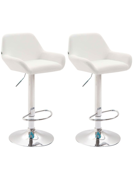 Set 2 taburete de bar Braga imitatie piele crom, alb Set 2 taburete de bar Braga imitatie piele crom, alb