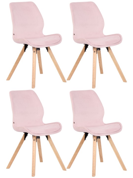 Set 4 scaune Luna catifea, roz