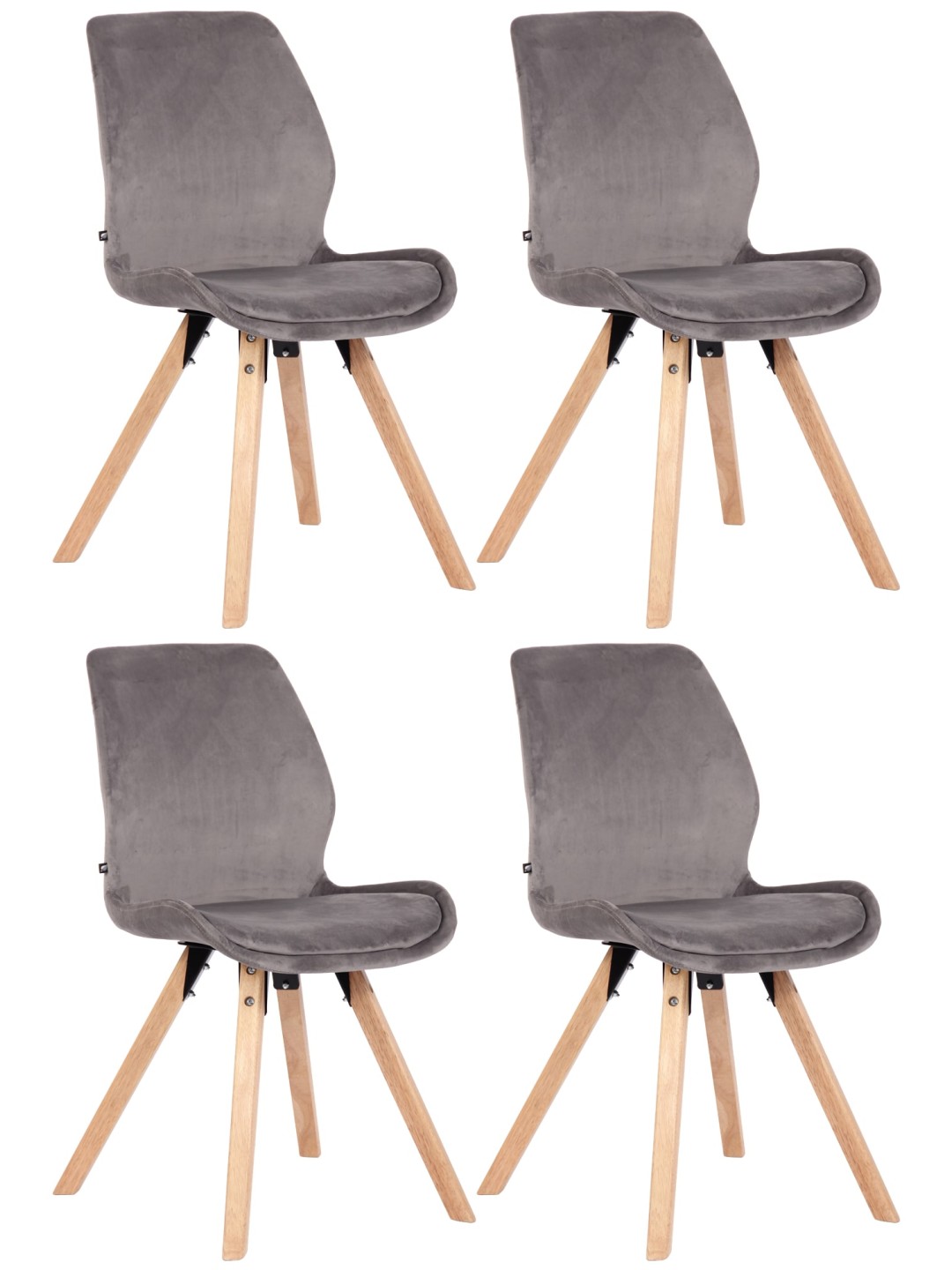 Set 4 scaune Luna catifea, gri
