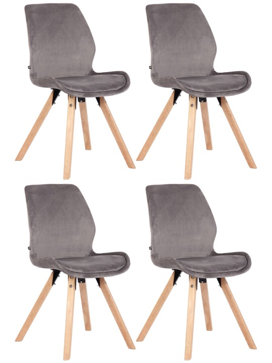 Set 4 scaune Luna catifea, gri Set 4 scaune Luna catifea, gri