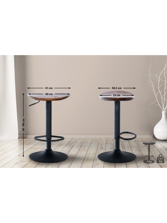 Scaun de bar Skelde, nuc