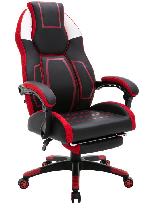 Scaun de birou Clovis imitatie piele, negru/roșu