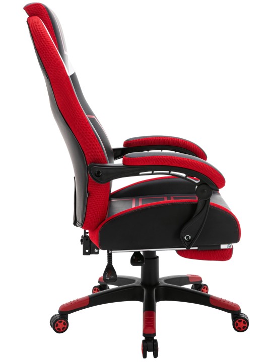 Scaun de birou Clovis imitatie piele, negru/roșu