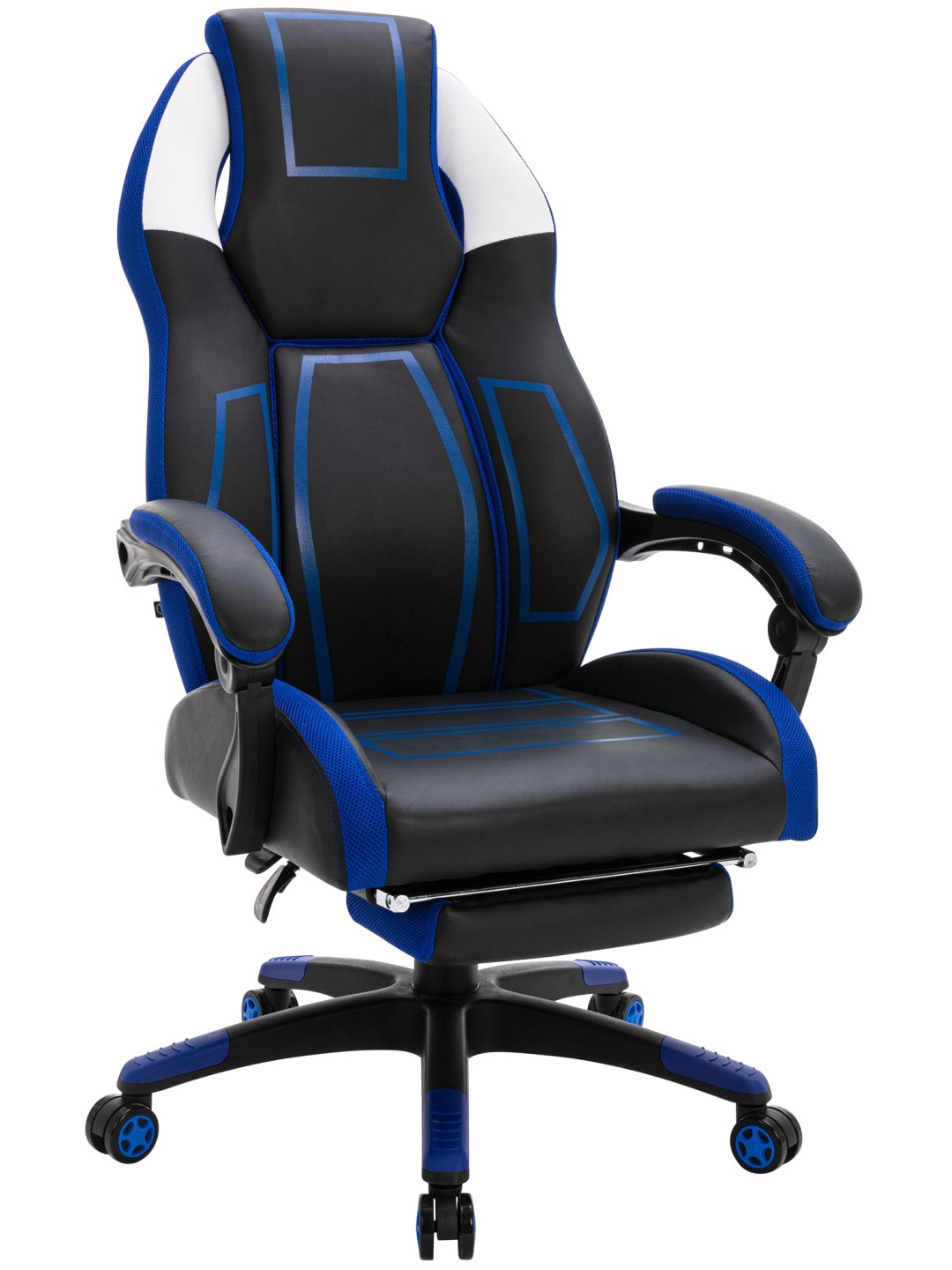 Scaun de birou Clovis imitatie piele, negru/albastru