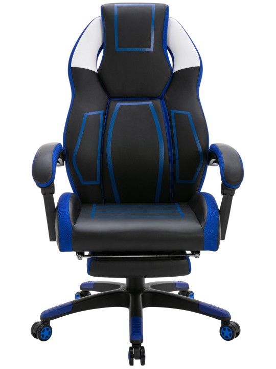 Scaun de birou Clovis imitatie piele, negru/albastru