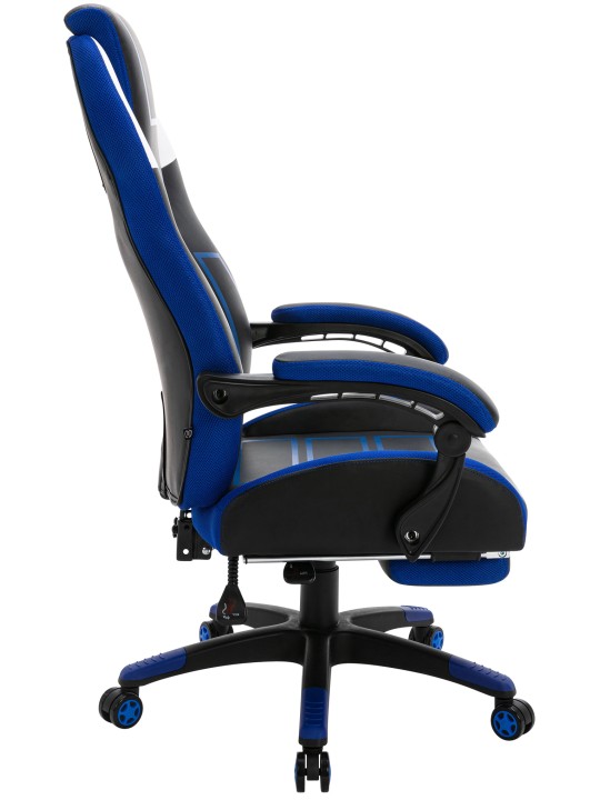 Scaun de birou Clovis imitatie piele, negru/albastru