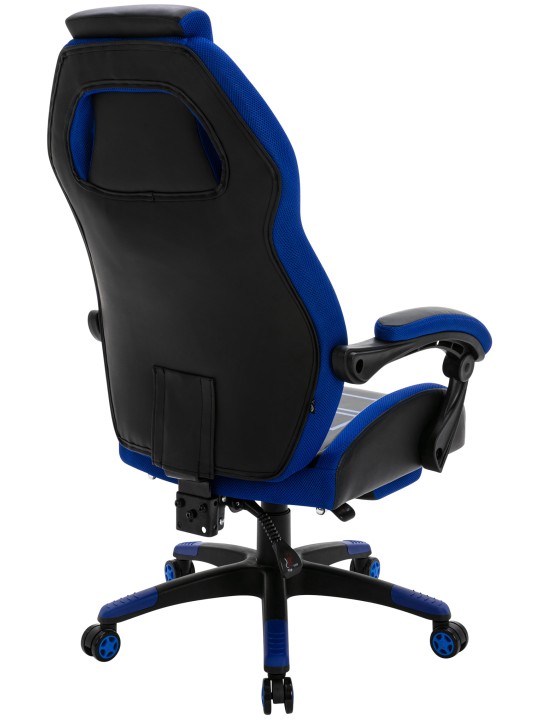 Scaun de birou Clovis imitatie piele, negru/albastru