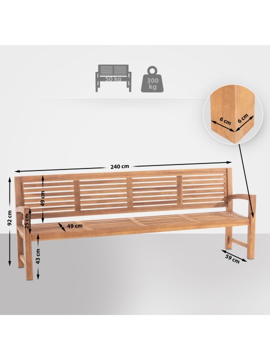 Bancă din tec Halden 240 cm, tec