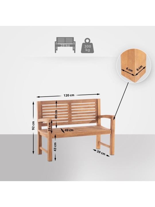 Bancă din tec Halden 120 cm, tec