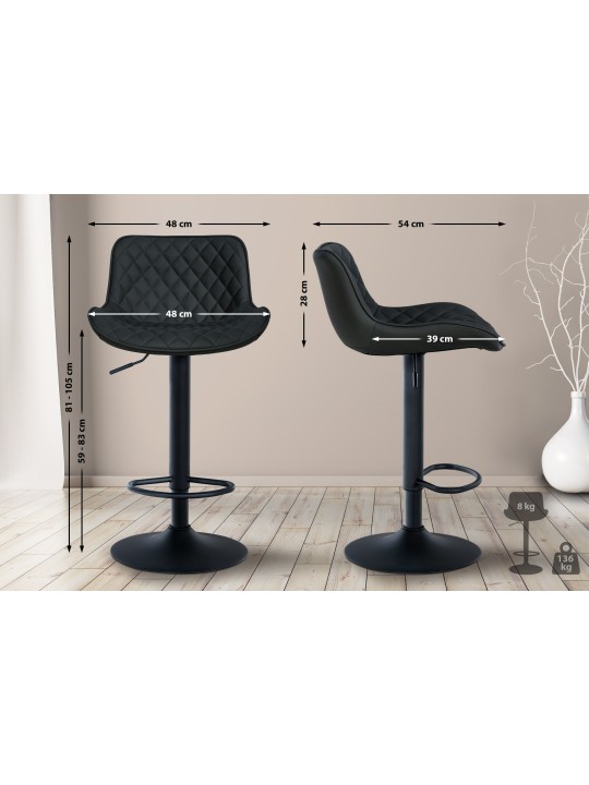 Scaun de bar Minosa imitatie piele, negru