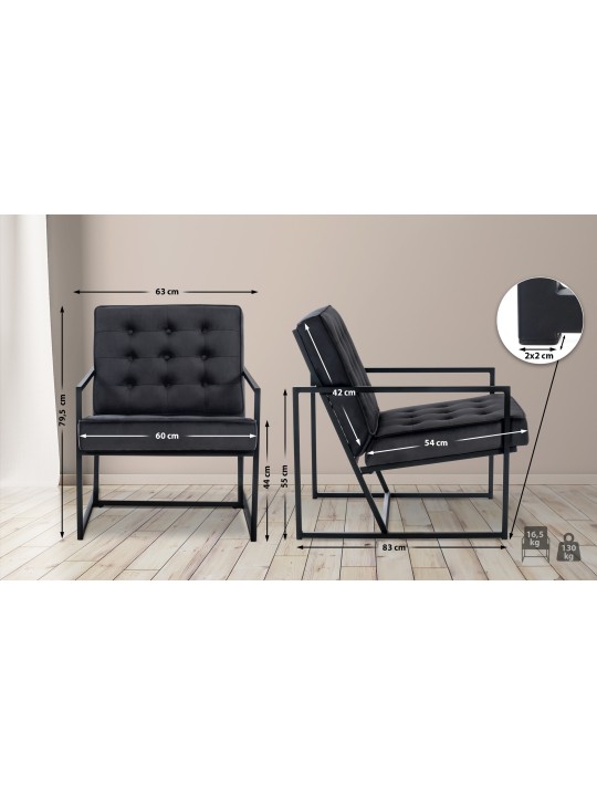 Sezlong Avon catifea, gri