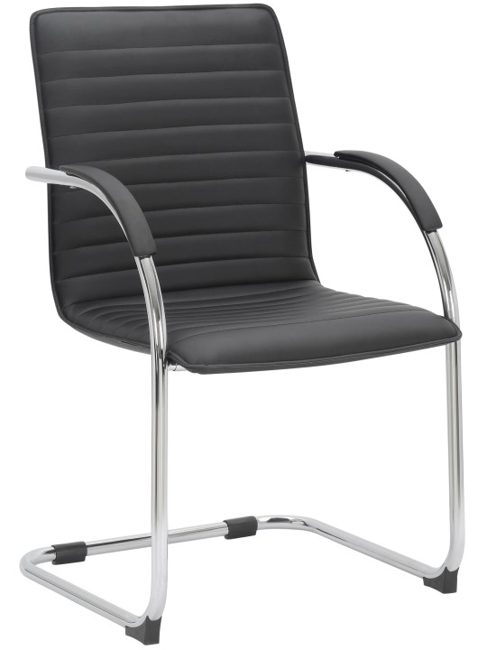 Set 2 scaune vizitator Tira imitatie piele, negru