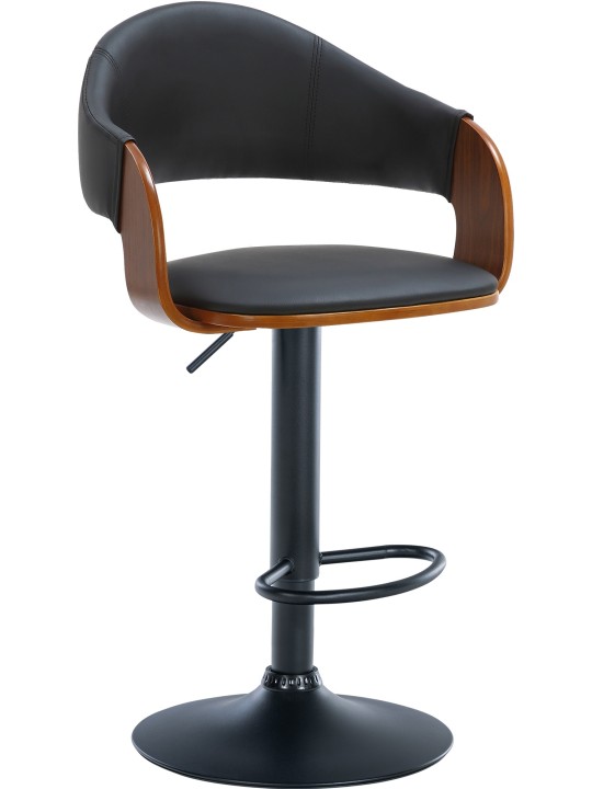 Scaun de bar Nilse imitatie de piele, nuc/negru