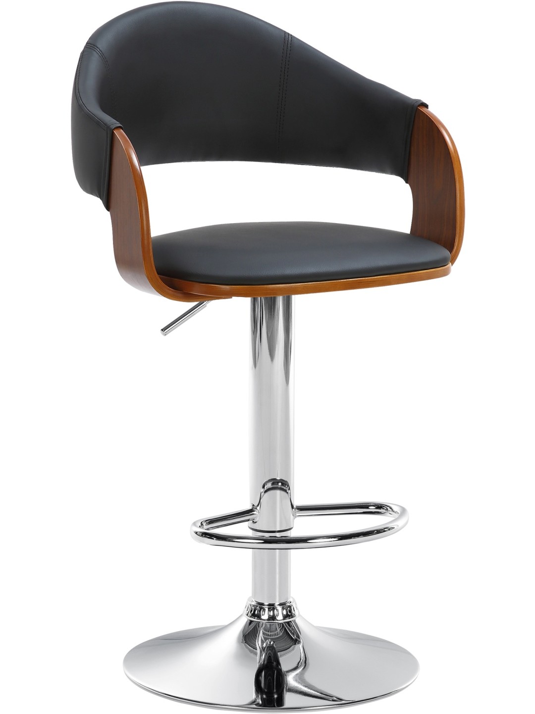 Scaun de bar Nilse imitatie piele cromat, nuc/negru