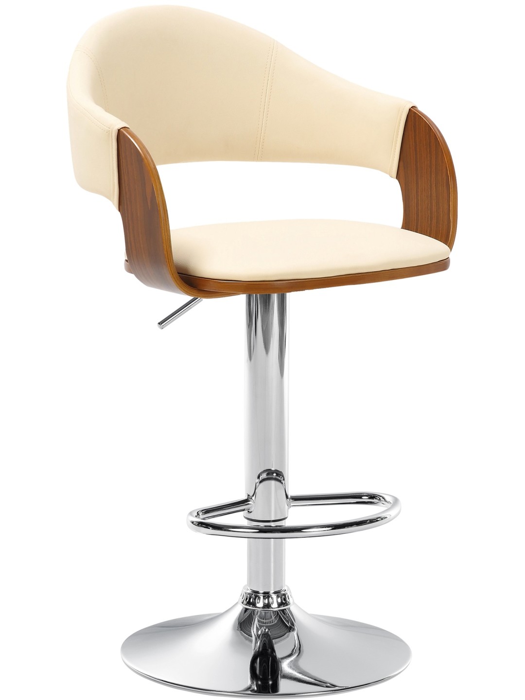 Scaun de bar Nilse imitatie piele cromat, nuc/crem