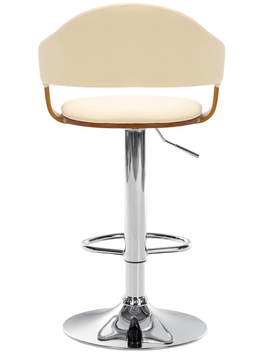 Scaun de bar Nilse imitatie piele cromat, nuc/crem