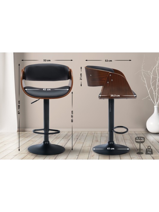 Scaun de bar Portmore imitatie piele, nuc/negru