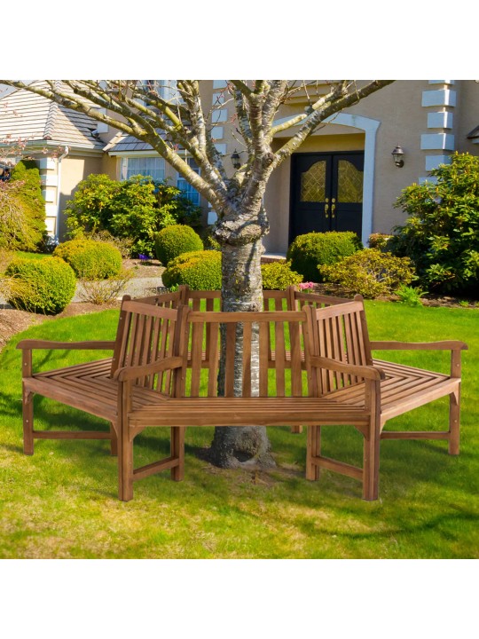 Bancă din copac Sonja cu cotiere 250 cm, tec