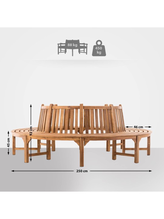 Bancă de copac Novum în jur de 250 cm, tec