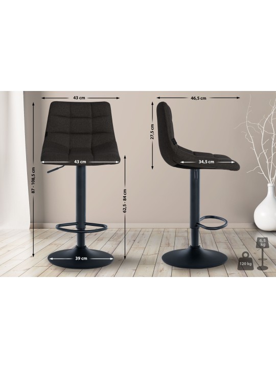 Scaun de bar din material Jerry, negru