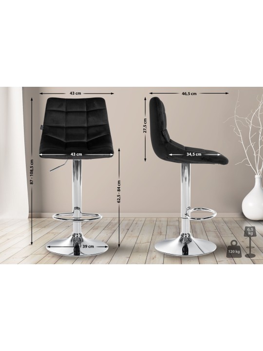 Scaun de bar Jerry Velvet Chrome, negru