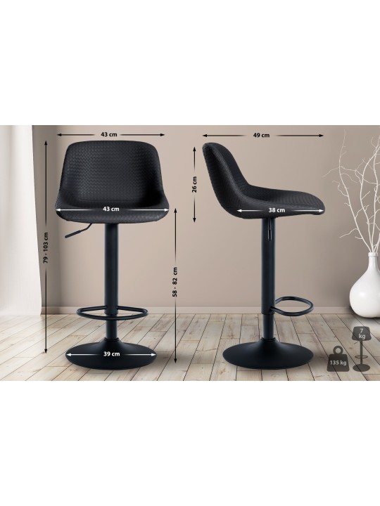 Scaun de bar Loft imitatie piele, negru Scaun de bar Loft imitatie piele, negru