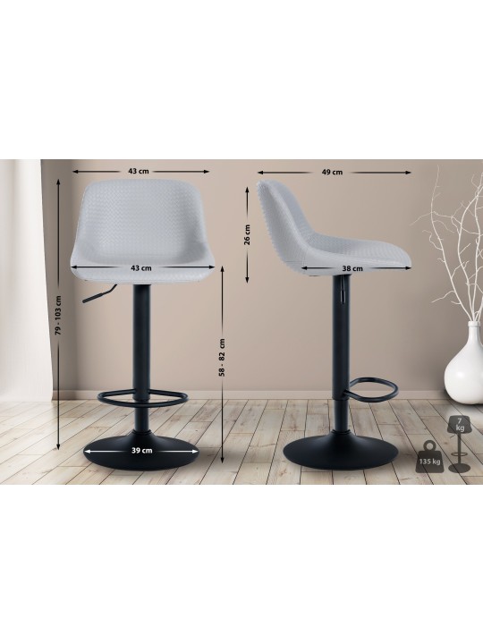 Scaun de bar Loft imitatie piele, gri
