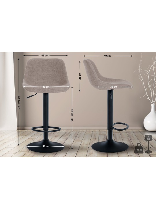 Scaun de bar tesatura mansarda, taupe
