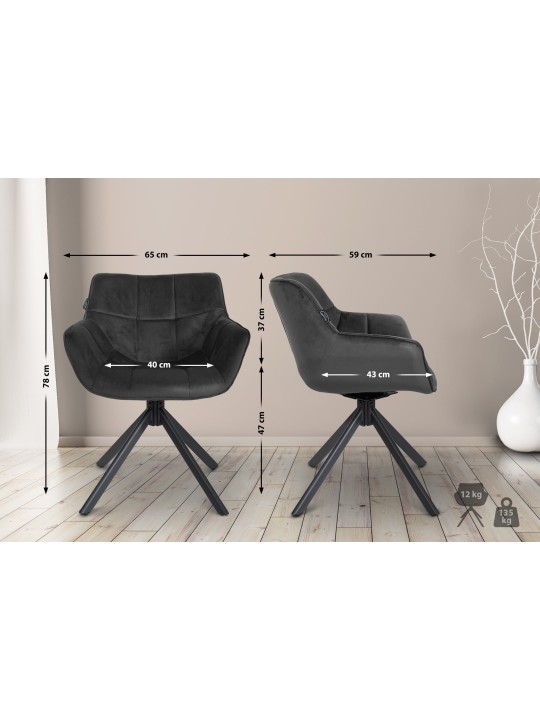 Scaun Westport Velvet, gri închis