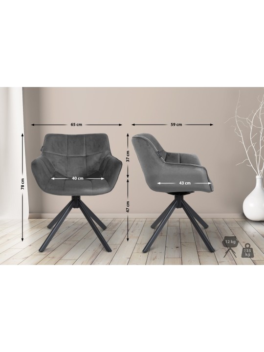 Scaun Westport Velvet, gri