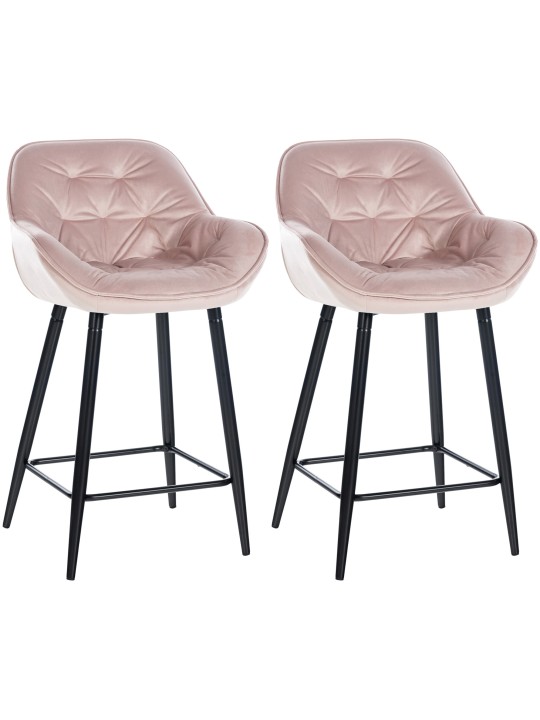 Set 2 scaune de bar Gibson 76 catifea, roz Set 2 scaune de bar Gibson 76 catifea, roz