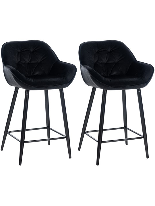 Set 2 scaune de bar Gibson 76 catifea, negru