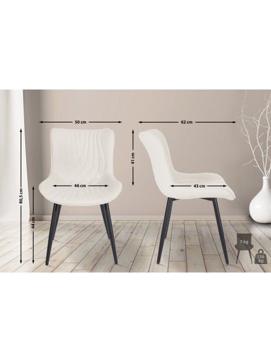 Scaun Brady catifea, crem