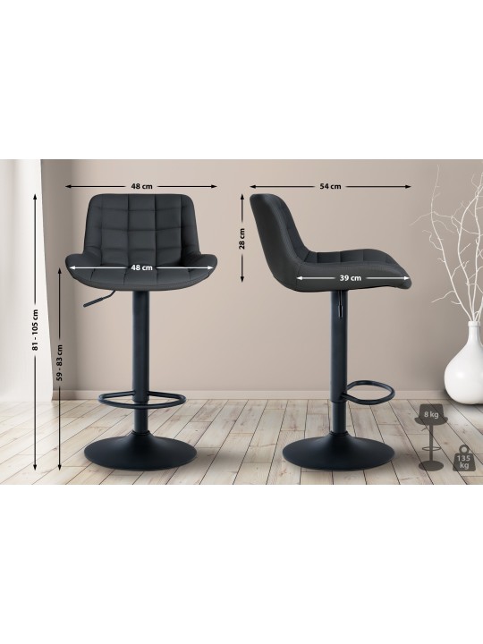 Scaun de bar Tover imitatie piele, negru