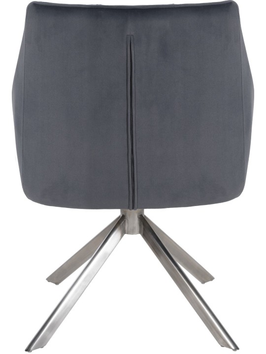 Scaun de sufragerie Swing catifea inox, gri închis