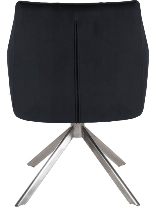 Scaun de sufragerie Swing catifea inox, negru