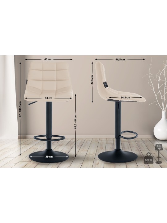 Set 2 scaune de bar Jerry imitatie piele, crem