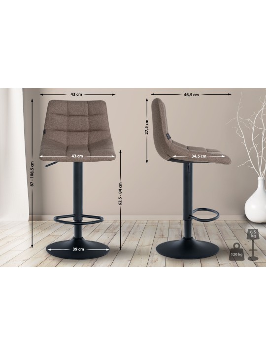 Set 2 taburete de bar tesatura Jerry, taupe