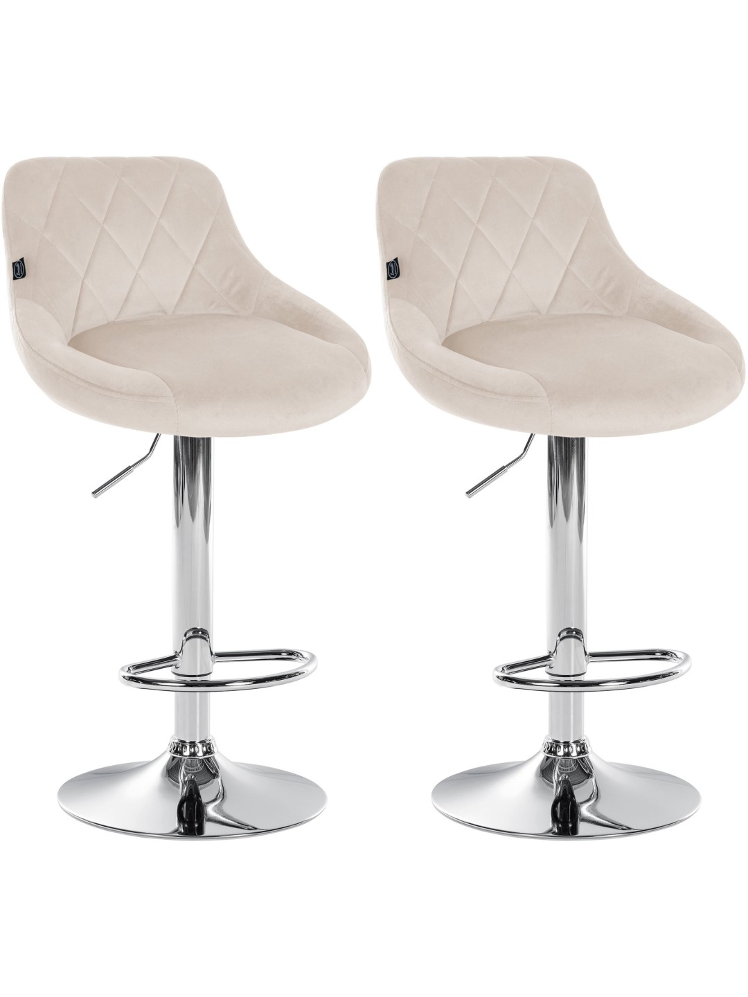 Set 2 scaune de bar Lazio catifea crom, crem
