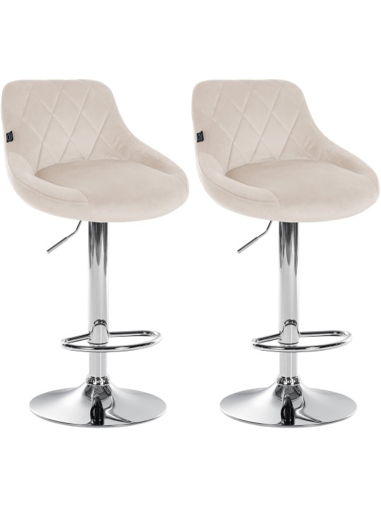 Set 2 scaune de bar Lazio catifea crom, crem Set 2 scaune de bar Lazio catifea crom, crem